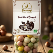 Noisettes enrobées de chocolats – Fantaisies d&rsquo;Ecureuil BIO et Artisanale – Cocoripop