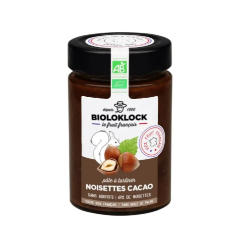 Pâte à Tartiner Noisettes & Cacao Bio 190g – Bioloklock | 69% de Noisettes du Lot-et-Garonne